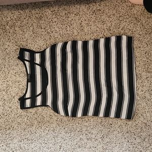The limited navy blue and white striped blouse, sleeveless, Size Small